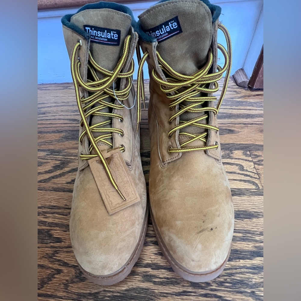 Men's Tan Boots with Yellow Laces